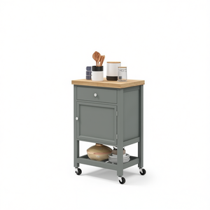 Carrello da Cucina con Cassetto e Ripiano in Legno, Design Moderno per Soluzioni di Stoccaggio in Cucina - Product Image 1