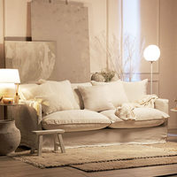 Canapé en bois en forme de L de style japonais avec housse en lin amovible et lavable pour salon, petit appartement, design nordique