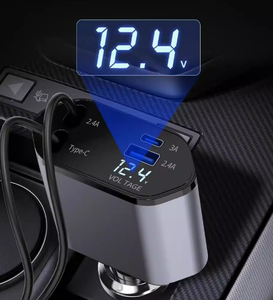 <b>Car</b> <b>Charger</b> Type-C PD 60W 12V Input ABS/PC Fireproof Material OTP <b>Laptop</b> Compatible 2 Ports Fast <b>Charger</b> Voltage Display - Product Image 3
