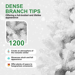 En stock, arbre de Noël artificiel blanc floqué en PVC, fil à mémoire de forme pour hôtel, supermarché - Product Image 2