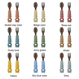 Set de Alimentación Premium <span class=keywords><strong>para</strong></span> Bebés - Tenedor y Cuchara de Acero Inoxidable con Mango de Silicona y Diseño de Dibujos Animados de Totoro, con Cuchara <span class=keywords><strong>para</strong></span> Puré de Frutas - Product Image 6