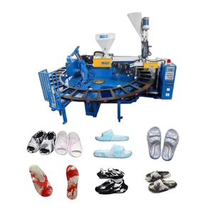 Machine automatique horizontale à deux couleurs pour la fabrication de semelles de chaussures en PVC, TPU, TPR, EVA, sandales et claquettes par <span class=keywords><strong>injection</strong></span> à air. - Product Image 1