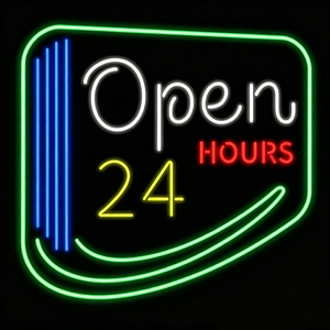 Insegna al <span class=keywords><strong>Neon</strong></span> LED in Acrilico Personalizzata 'Aperto 24 Ore' per Caffè, Bar, Negozi, Decorazione Pubblicitaria per Facciate - Product Image 1