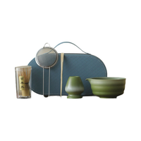 Ensemble de thé matcha japonais portable, bol à matcha en céramique avec étui de voyage, fouet en bambou, logo personnalisé OEM
