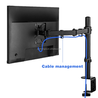 Support d'écran unique réglable pour ordinateur avec bras inclinable à 90° en acier allié VESA 75/100 mm, neuf, pour écrans de 14 à 27 pouces