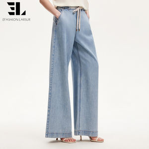 بنطلون جينز فضفاض مخصص من مصنع LARSUR، صديق للبيئة، مصنوع من الليوسيل الناعم، بتصميم ممزق ومغسول، مستقيم وفضفاض للنساء - Product Image 6