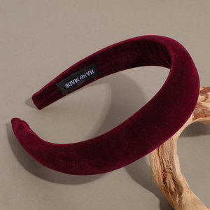 Bandeau pour femmes en tissu uni en <span class=keywords><strong>velours</strong></span> <span class=keywords><strong>épais</strong></span> et large de couleur unie, style européen et américain, accessoires pour cheveux d'hiver - Product Image 4
