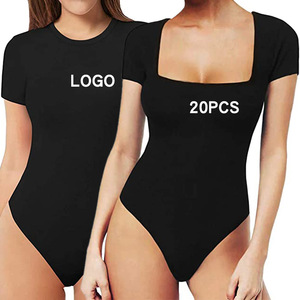 Bon marché <span class=keywords><strong>Body</strong></span> en jersey à manches courtes et col carré de couleur unie pour femmes Shapewear - Product Image 2