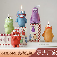 Niedliche Monster-Form Kunstkerzen Tropffreie Säulenkerze Innenraum-Dekoration Individuelles Design Duftende Sojawachs-Aromatherapie Langzeitkerze