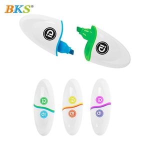 Customized Mini Oval Designs Double Colors <b>White</b> Casing Highlighter Pen Set Oblique Brush Plastic Promotional Children's Gifts - Product Image 2