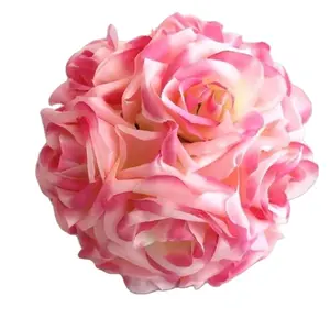 1件15厘米人造丝绸花玫瑰接吻球花束中心Pomander派对婚礼中心件装饰