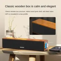 Altavoz Bluetooth Retro Portátil de Madera con Cable para TV y Computadora, Sonido Estéreo 360 HIFI, Altavoz Doble con Bajos Potentes, Altavoz de Pared/Escritorio