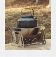 Barbecue portable en acier inoxydable, mini, léger, détachable, au charbon de bois, pour camping, pliable, avec flamme régulatrice