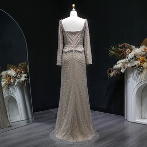 Abito da sera Sharon Said SS633 di lusso grigio Dubai con cristalli e <span class=keywords><strong>maniche</strong></span> <span class=keywords><strong>lunghe</strong></span>, abito da cerimonia formale da donna araba per matrimoni e feste - Product Image 6