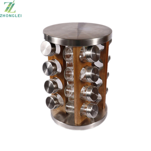 Design unico Acacia Legno Controsoffitto Spice Rack Torre Organizzatore Rotante Spice Rack di Rotazione In Piedi Cremagliera Mensola Del Supporto - Product Image 3