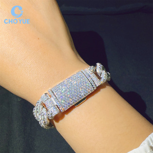 15MM <b>Iced</b> <b>Out</b> Cuban Link Bracelet 925 Sterling Silver VVS Moissanite Diamond Cuban Link <b>Chain</b> Buss Down Hip Hop Jewelry Bracelet - Product Image 4