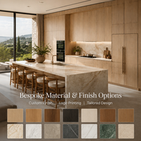 Gabinetes de Cocina Modernos con Aspecto de Madera KEJIA, con Isla Central, Gabinetes de Pared, Gabinetes Bajos y Almacenamiento Alto para Cocinas Residenciales