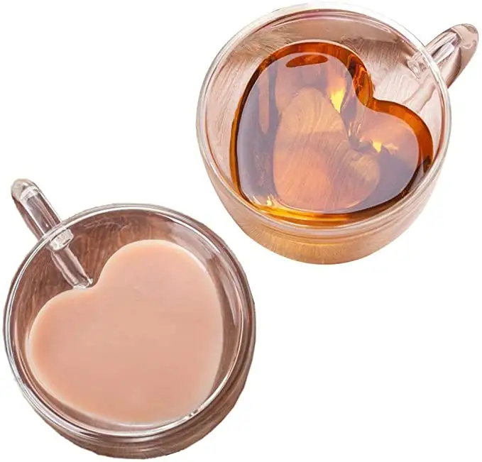 O351 креативный прозрачный подарок, устойчивые к двойным стенкам чашки для чая, пива, чашка для любимого кофе, прозрачная стеклянная чашка в форме сердца