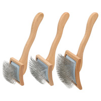 Brosse de toilettage pour animaux de compagnie en bois de hêtre de haute qualité poignée ergonomique et broches en acier inoxydable pliées à 135 ° pour chats chiens outils de toilettage