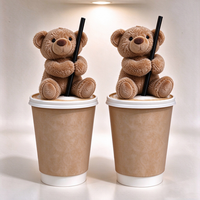 Mignon mini ours en peluche pour couvercle de tasse, décoration de tasse à café, ornement de table de café, accessoire de vaisselle, vente en gros