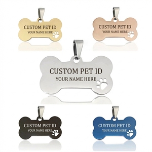 Gegraveerde hondenpenning met gepersonaliseerde logo-kleur, naam, ID, sublimatieprint, roestvrij staal, geluidsdempend, draagbaar, blanco botvormig, voor puppy's en honden - Product Image 2