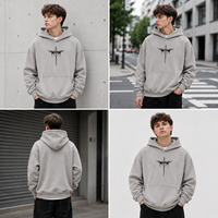 Hoodie Bordir DTG Print Bahan Tebal 400GSM Katun Fleece Logo Sablon Streetwear Pria Wanita Kualitas Tinggi OEM