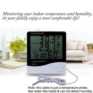 HTC-2 Digitale Thermometer Hygrometer Indoor Outdoor Temperatuur <span class=keywords><strong>Meter</strong></span> Vochtigheid Monitor Met Lcd Wekker - Product Image 6