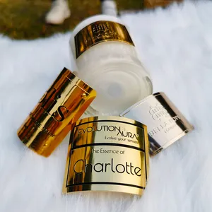 Autocollant de luxe en métal doré de haute qualité, impression de Logo personnalisé avec bougie parfumée, impression d'étiquettes de luxe