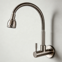 Robinet mural moderne en acier inoxydable 304 pour cuisine et salle de bain, avec bec flexible universel et pulvérisation double mode, OEM pour projets commerciaux