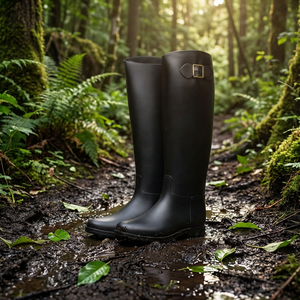 YL-1410 High Quality Black Fashion <strong>Women's</strong> Waterproof PVC <strong>Wellington</strong> Rain <strong>Boots</strong> for Ladies - Product Image 6
