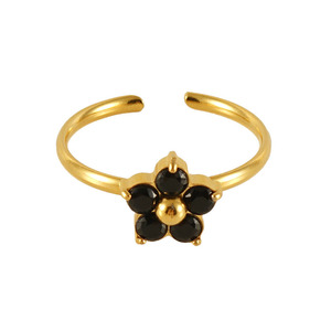 Anelli con Fiore in Zirconia Cubica Placcati Oro 18K in Acciaio Inossidabile, Anello con Fiore di Diamanti Multicolore per Vendita all'Ingrosso - Product Image 5