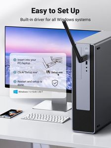 UGREEN AC650 <strong>USB</strong> WiFi <strong>Adapter</strong> for PC Desktop 6dBi Antenna 2.4GHz 5GHz Dual Band Wireless <strong>Adapter</strong> - Product Image 5