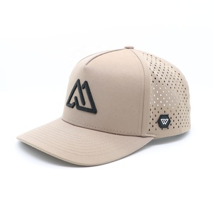 หมวกเบสบอลกอล์ฟสีกากีทรงโค้ง ปักโลโก้ 3 มิติ แบบกำหนดเอง 5 ชิ้นส่วน ทำจากผ้ากำมะหยี่โพลีเอสเตอร์ พร้อมรูเจาะแบบเลเซอร์ - Product Image 2