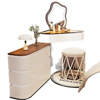 Nouvelle commode d'angle en chêne massif 2025 pour petit appartement, avec miroir éclairé intégré et table de maquillage pour chambre à coucher
