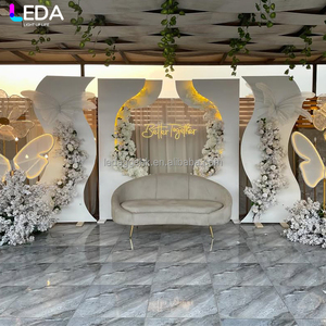 ฉากหลังอะคริลิคสีขาวทรงสี่เหลี่ยมสำหรับงานแต่งงาน LEDA อุปกรณ์จัดงานวันเกิดกลางแจ้งสไตล์โรแมนติกสมัยใหม่ - Product Image 2