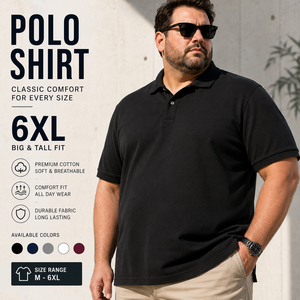 Polo personnalisé pour homme grande taille 6XL, manches courtes, coupe classique, coton respirant, chemise décontractée pour uniforme professionnel - Product Image 1