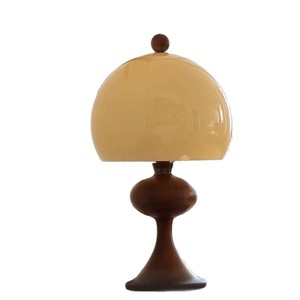 Lámpara de Mesa de Vidrio y Madera de Fresno Estilo Retro Francés, E27 LED, Cuidado de la Vista, Iluminación para Sofá y Mesita de Noche - Product Image 5