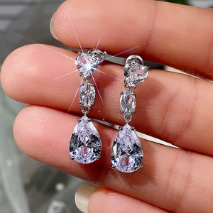 Orecchini a Goccia Rosa con Zirconia Cubica per Donne, Eleganti Gioielli Primaverili alla Moda - Product Image 5