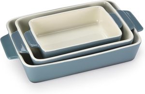 OEM 3er-Set Keramik-Backformen Lasagne-Pfannen Blaue Rechteckige Steinzeug-Backware mit Griffen Backformen-Sets Großhandel Keramik - Product Image 6