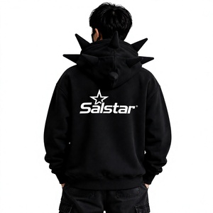Premium Black Spiked Hoodie <b>Jacket</b> Gothic <b>Punk</b> Zip Up Hoodie Custom 3D Spike Hood Sweatshirt for Men & Women - Product Image 2