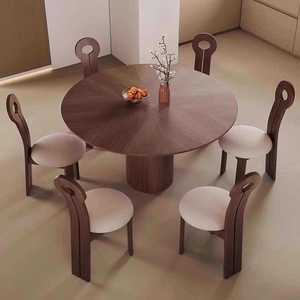 Solid Wood <b>Round</b> <b>Dining</b> <b>Table</b> <b>Walnut</b> Color Stable Structure For <b>Dining</b> Room - Product Image 2