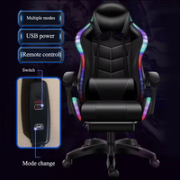 Nouvelle Chaise de Bureau Ergonomique Grand Dossier RGB en Cuir Synthétique avec Fonction Massage et Pivotante, Idéale pour le Gaming et l'Usage Professionnel