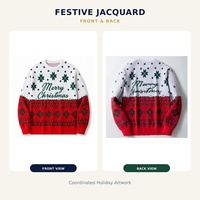 Pull de Noël pour homme, col rond, tricot jacquard, mélange de viscose, pull de fête moche, vente en gros OEM