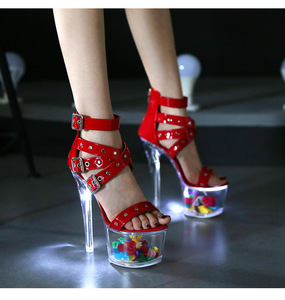 Chaussures de <span class=keywords><strong>danse</strong></span> lumineuses de 17 cm pour Tango/<span class=keywords><strong>Flamenco</strong></span>, pour la <span class=keywords><strong>danse</strong></span> sur barre, à talons fins transparents pour femmes, dessus en PU, semelle extérieure en caoutchouc - Product Image 6