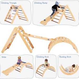 Estructura de juego triangular plegable de madera para niños, para entrenamiento físico de niños pequeños en interiores. - Product Image 3