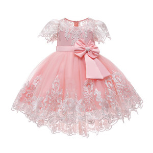 Vestiti per bambini in pizzo manica a mosca fiocco-nodo festa di compleanno battesimo <span class=keywords><strong>abito</strong></span> in cotone fodera <span class=keywords><strong>4</strong></span> strati per bambine abiti da principessa - Product Image 2