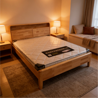 Cadre de lit king-size moderne en bois massif de chêne/mangue japonais, durable, écologique, confortable, avec tête de lit souple, non pliable