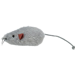 Juguete de Peluche de Ratón de 9 cm, Gris, Peludo, para Gatos, con Sonido - Product Image 1