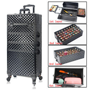 Salon de <span class=keywords><strong>coiffure</strong></span> chariot <span class=keywords><strong>valise</strong></span> pour coiffeur maquillage boîte organisateur professionnel roulant voyage maquillage train cas sur roues - Product Image 2