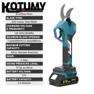 Podadora Eléctrica Inalámbrica <span class=keywords><strong>con</strong></span> Motor sin Escobillas, 2 Velocidades, 21V 380W, Tijeras para Podar Árboles Frutales y Bonsáis - Product Image 6